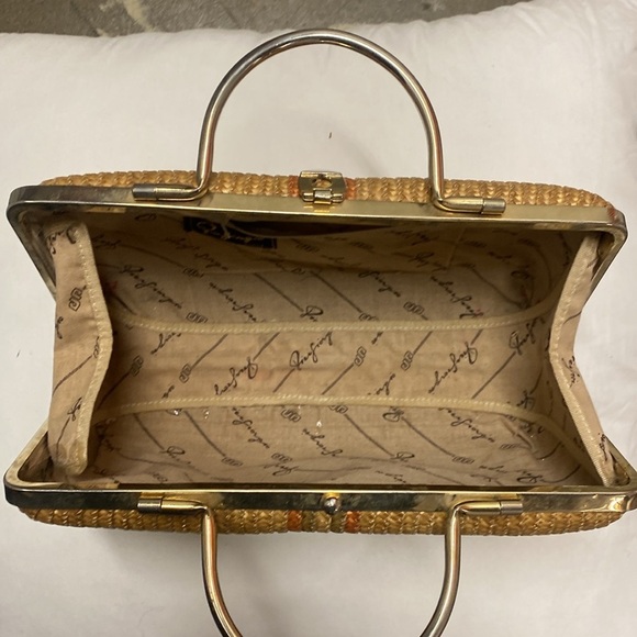 Vintage Pier Giorgio Italy Straw Handbag Metal Handle - Picture 11 of 16